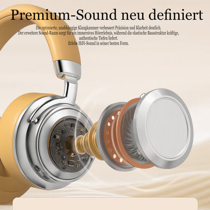 Retro Bluetooth 5.4 Kopfhörer HiFi Bass 38h Akku Gaming Low Latency