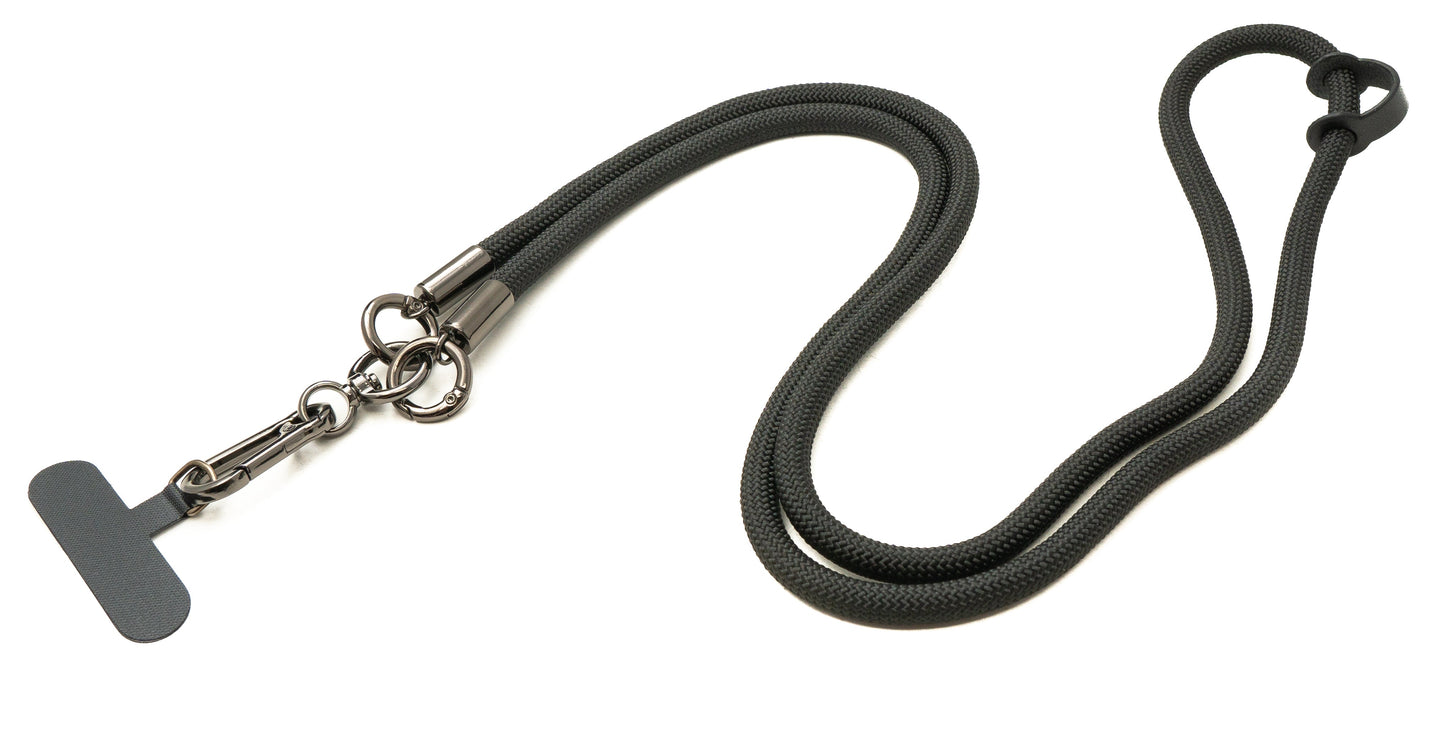 SYSTEM-S shoulder strap neck strap for smartphone case made of nylon in black 