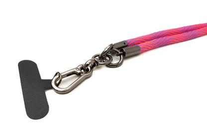 SYSTEM-S Umhänge Band Schulter Hals Schlaufe für Smartphone Hülle aus Nylon in Pink Lila