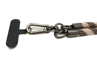 SYSTEM-S Umhänge Band Schulter Hals extra dick für Smartphone Hülle aus Nylon Braun Weiß