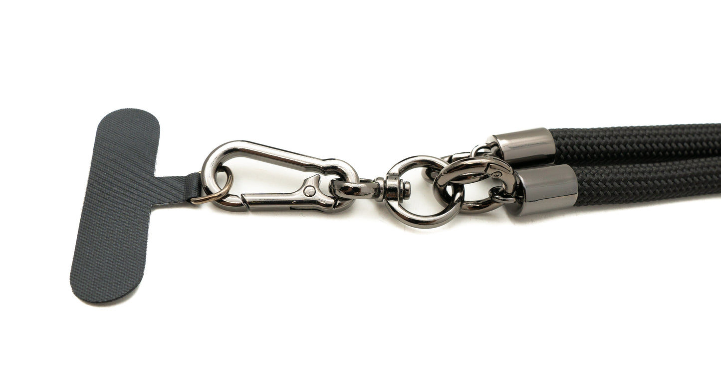 SYSTEM-S Umhänge Band Schulter Hals extra dick für Smartphone Hülle aus Nylon in Schwarz