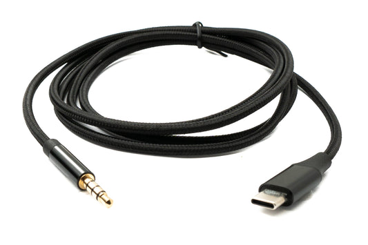SYSTEM-S Audio Kabel 150 cm Klinke 3,5 mm Stecker zu USB 3.1 Kabel Typ C Stecker AUX in Schwarz