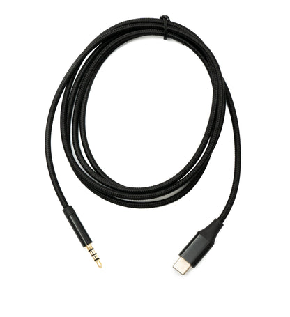SYSTEM-S Audio Kabel 150 cm Klinke 3,5 mm Stecker zu USB 3.1 Kabel Typ C Stecker AUX in Schwarz