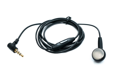 SYSTEM-S Mono In Ear Kopfhörer 120 cm AUX Klinke TRRS 3,5 mm Stecker Winkel Mikrofon