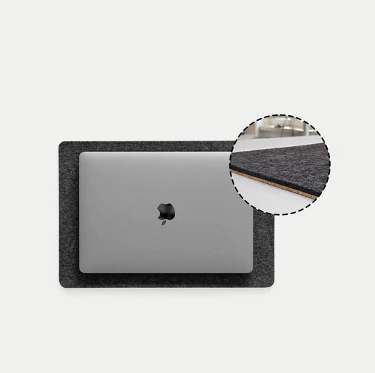 Felt and cork MacBook pad | 26 x 38 cm | anthracite