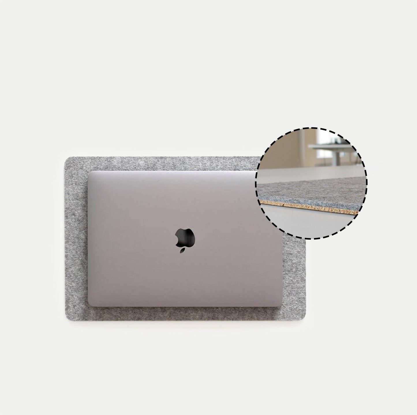 Felt and cork MacBook pad | 26 x 38 cm | light gray