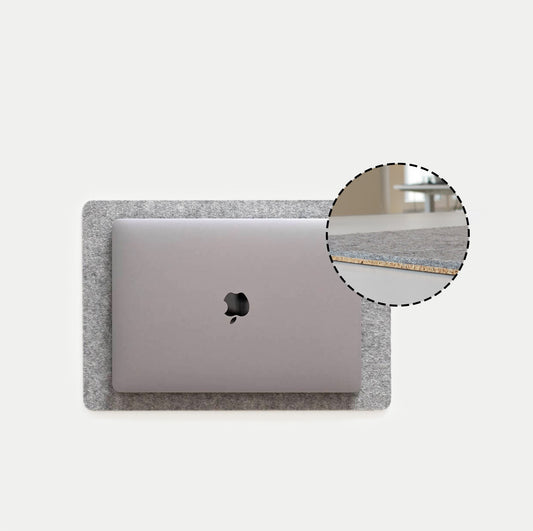 Felt and cork MacBook pad | 26 x 38 cm | light gray