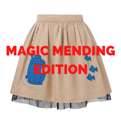 MAGIC MENDING Beiger Baumwollrock mit U-Bootmotiv für 4 Jahre