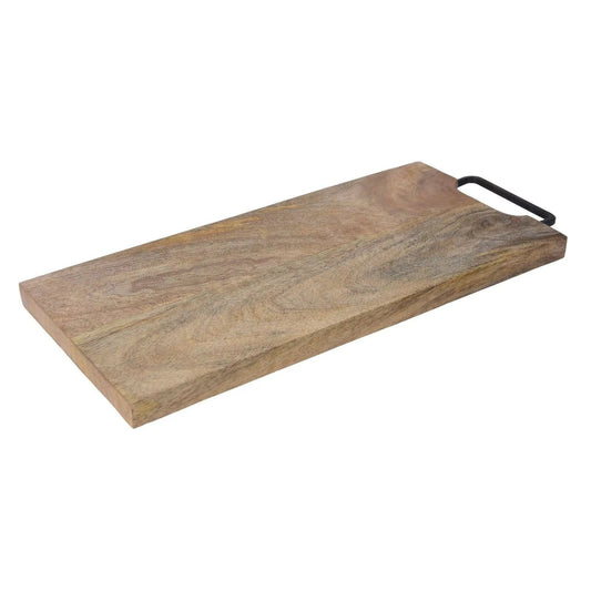 Schneidebrett 43 x 19 cm Holzbrett mit Griff Mango Brett Natur Holz Küchenbrett