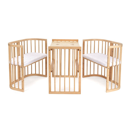 Babybett 7-in-1 – Ein Bett für viele Jahre - mitwachsend | Quadratische Form