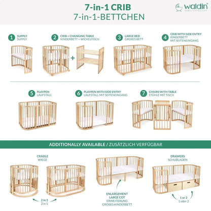 Babybett 7-in-1  Quadratische Form | B-Ware