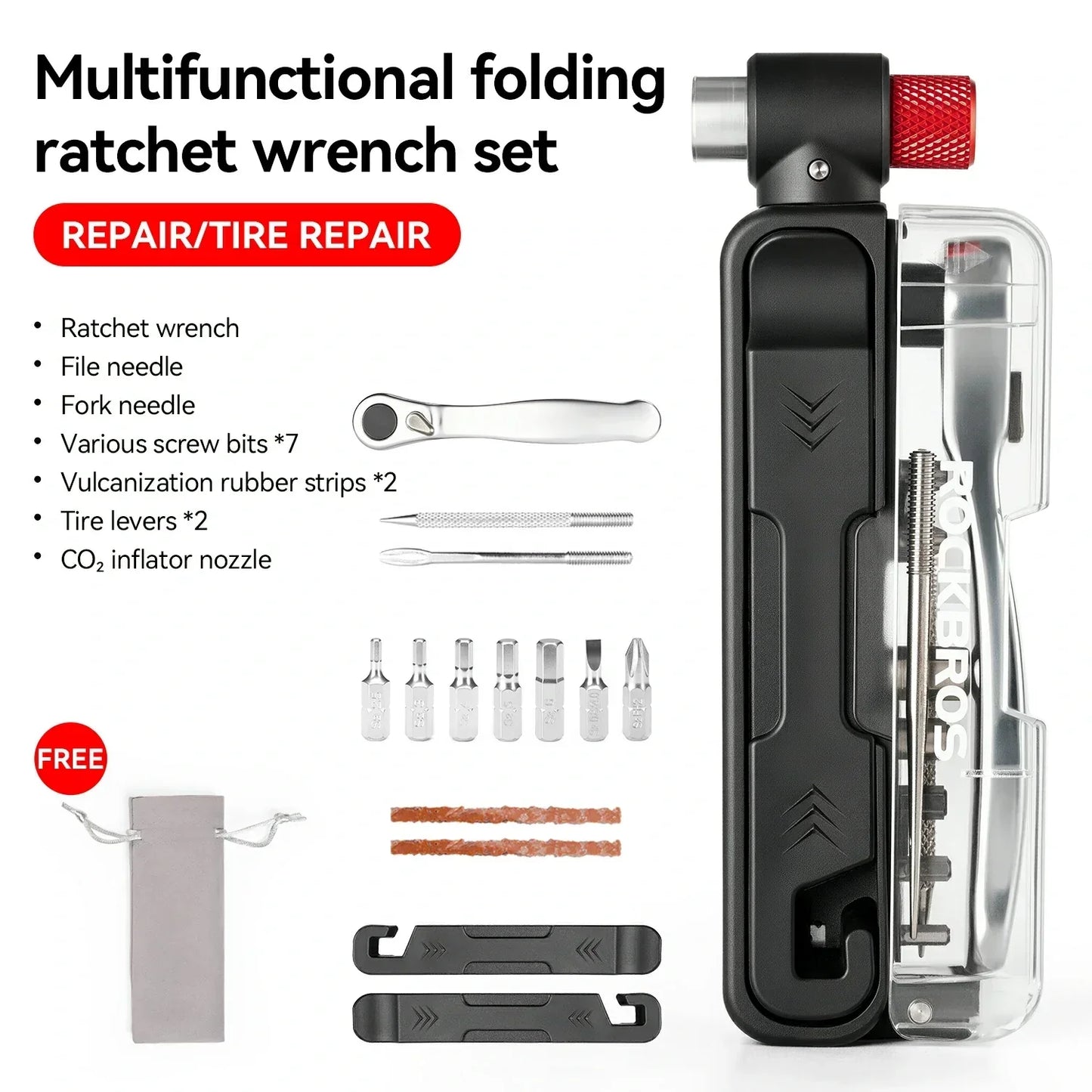 Multifunktionales 15-in-1 Mini-Ratsche-Fahrradwerkzeug
