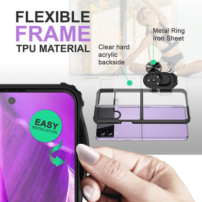 NALIA Klare Ringhülle kompatibel mit Samsung Galaxy Z Flip4 Hülle, Verstärkter Aufprall-Schutz Rahmen, Transparent Anti-Gelb Kratzfest Harte Rückseite & Silikon-Rand, 360-Grad Ring