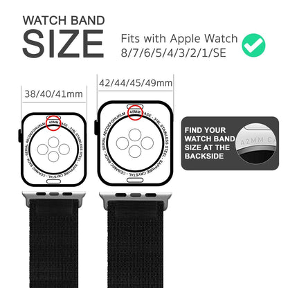 NALIA Smart Watch Armband Alpine Loop Style kompatibel mit Apple Watch Armband Ultra/SE & Series 8/7/6/5/4/3/2/1, 38/40/41mm, G-Haken iWatch Outdoor Uhr Band, Nylon