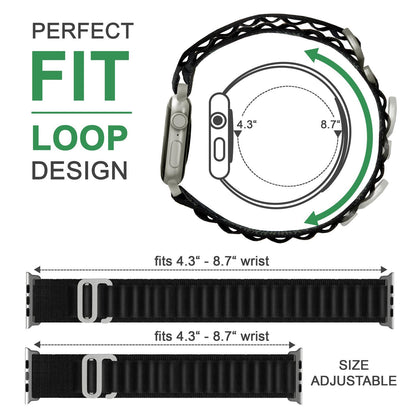 NALIA Smart Watch Armband Alpine Loop Style kompatibel mit Apple Watch Armband Ultra/SE & Series 8/7/6/5/4/3/2/1, 38/40/41mm, G-Haken iWatch Outdoor Uhr Band, Nylon