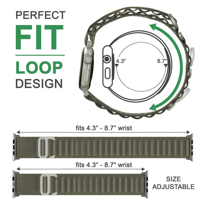 NALIA Smart Watch Armband Alpine Loop Style kompatibel mit Apple Watch Armband Ultra/SE & Series 8/7/6/5/4/3/2/1, 38/40/41mm, G-Haken iWatch Outdoor Uhr Band, Nylon