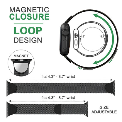 NALIA Milanaise Edelstahl Smart Watch Armband kompatibel mit Apple Watch Armband SE & Series 8/7/6/5/4/3/2/1, 38mm 40mm 41mm, iWatch-Band Magnet-Verschluss, Metall