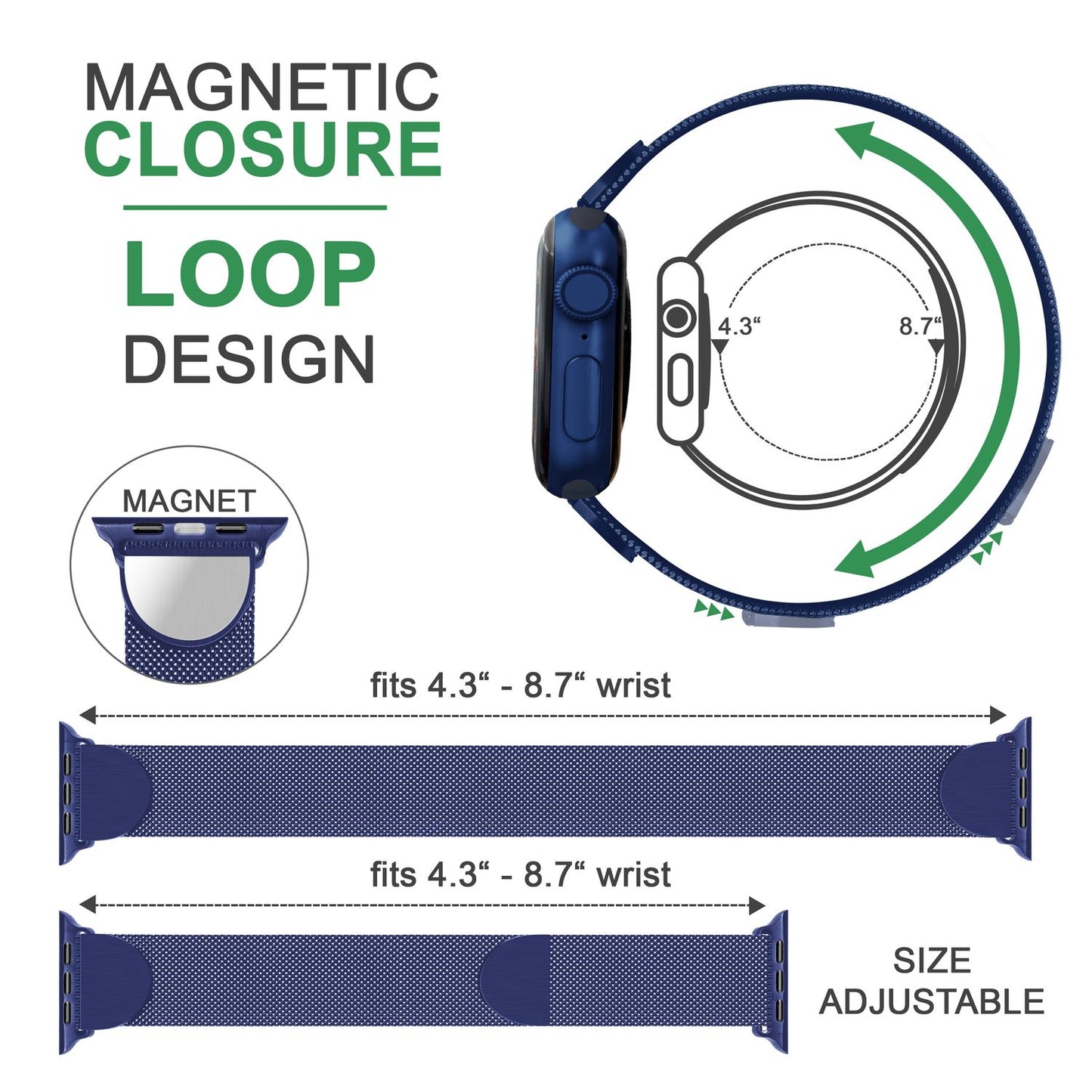 NALIA Milanaise Edelstahl Smart Watch Armband kompatibel mit Apple Watch Armband SE & Series 8/7/6/5/4/3/2/1, 38mm 40mm 41mm, iWatch-Band Magnet-Verschluss, Metall