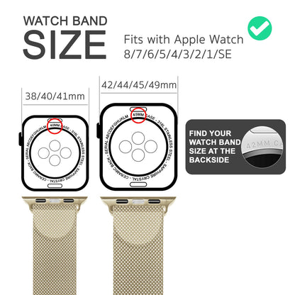 NALIA Milanaise Edelstahl Smart Watch Armband kompatibel mit Apple Watch Armband SE & Series 8/7/6/5/4/3/2/1, 38mm 40mm 41mm, iWatch-Band Magnet-Verschluss, Metall