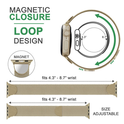 NALIA Milanaise Edelstahl Smart Watch Armband kompatibel mit Apple Watch Armband SE & Series 8/7/6/5/4/3/2/1, 38mm 40mm 41mm, iWatch-Band Magnet-Verschluss, Metall