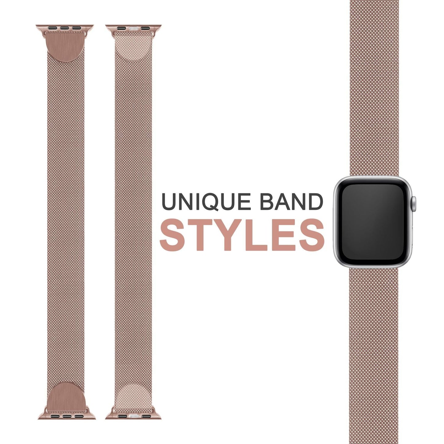NALIA Milanaise Edelstahl Smart Watch Armband kompatibel mit Apple Watch Armband SE & Series 8/7/6/5/4/3/2/1, 38mm 40mm 41mm, iWatch-Band Magnet-Verschluss, Metall