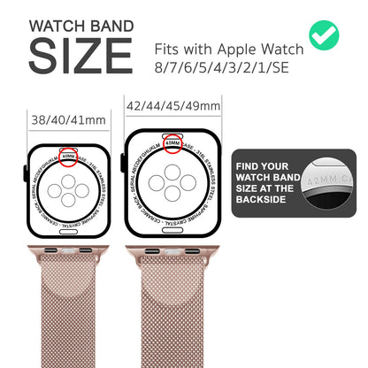 NALIA Milanaise Edelstahl Smart Watch Armband kompatibel mit Apple Watch Armband SE & Series 8/7/6/5/4/3/2/1, 38mm 40mm 41mm, iWatch-Band Magnet-Verschluss, Metall