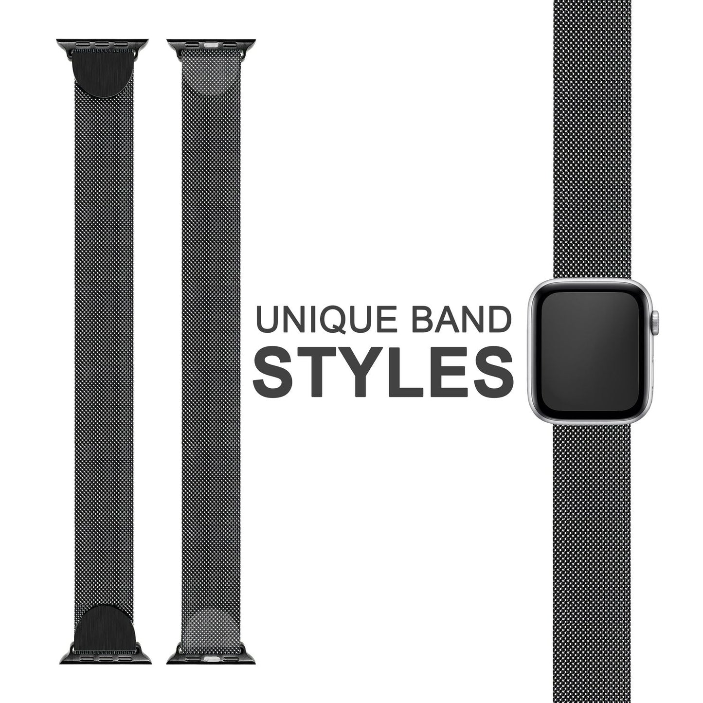 NALIA Milanaise Edelstahl Smart Watch Armband kompatibel mit Apple Watch Armband Ultra/SE & Series 8/7/6/5/4/3/2/1, 42mm 44mm 45mm 49mm, iWatch-Band Magnet-Verschluss, Metall