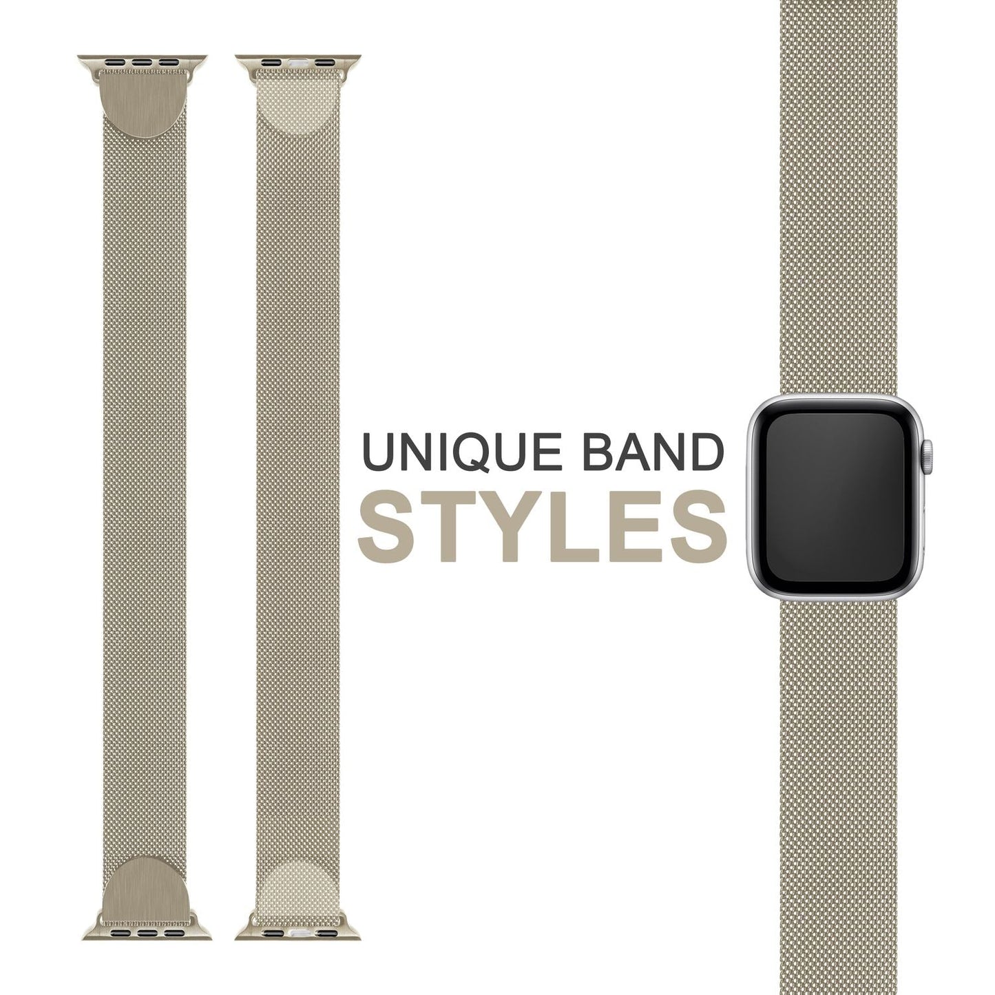 NALIA Milanaise Edelstahl Smart Watch Armband kompatibel mit Apple Watch Armband Ultra/SE & Series 8/7/6/5/4/3/2/1, 42mm 44mm 45mm 49mm, iWatch-Band Magnet-Verschluss, Metall