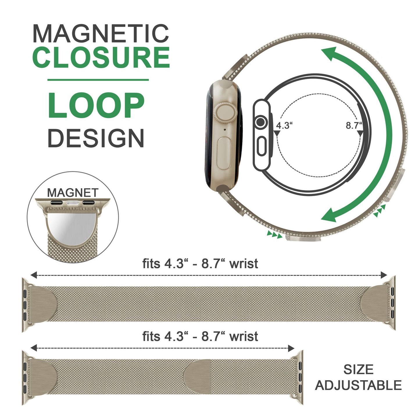 NALIA Milanaise Edelstahl Smart Watch Armband kompatibel mit Apple Watch Armband Ultra/SE & Series 8/7/6/5/4/3/2/1, 42mm 44mm 45mm 49mm, iWatch-Band Magnet-Verschluss, Metall