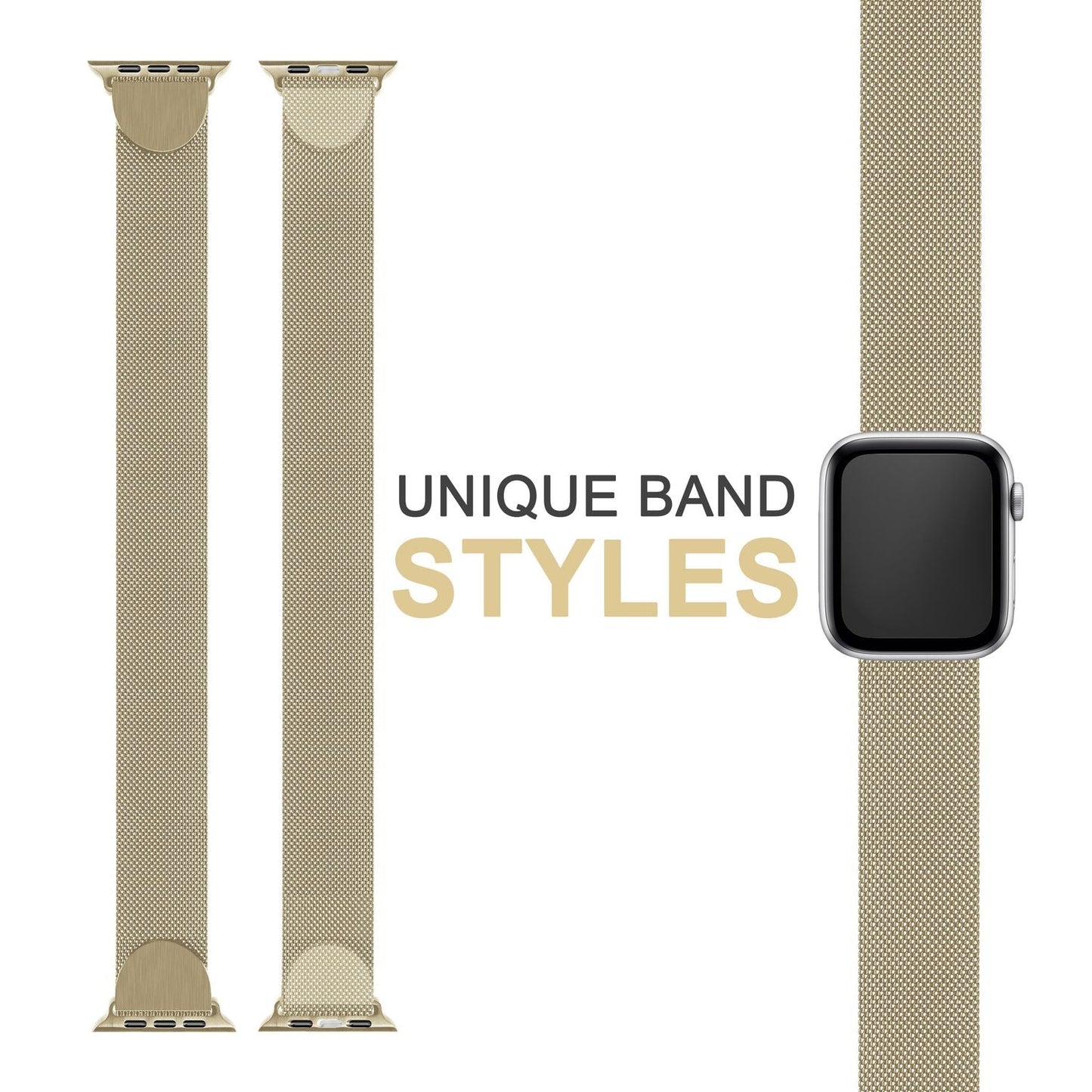 NALIA Milanaise Edelstahl Smart Watch Armband kompatibel mit Apple Watch Armband Ultra/SE & Series 8/7/6/5/4/3/2/1, 42mm 44mm 45mm 49mm, iWatch-Band Magnet-Verschluss, Metall