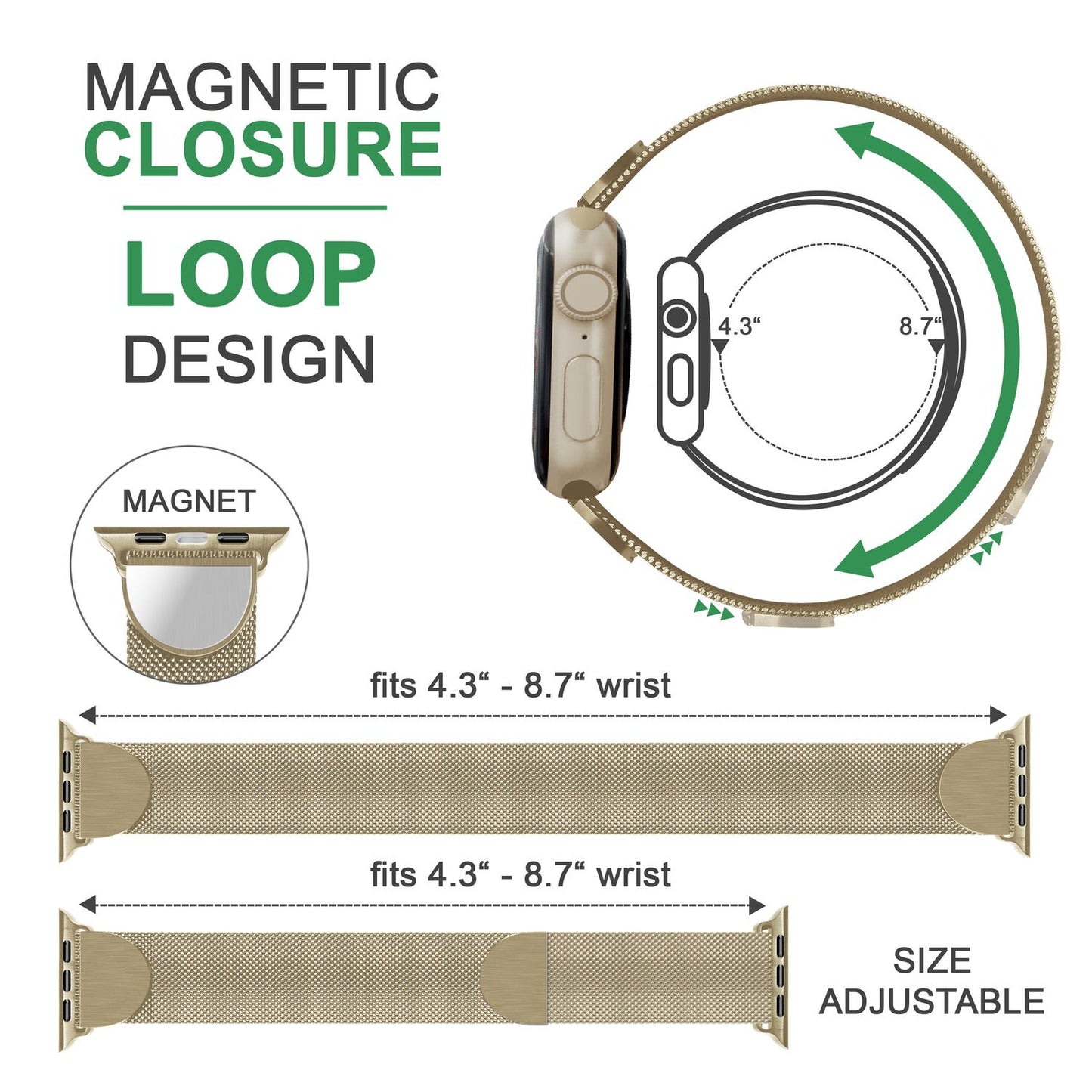 NALIA Milanaise Edelstahl Smart Watch Armband kompatibel mit Apple Watch Armband Ultra/SE & Series 8/7/6/5/4/3/2/1, 42mm 44mm 45mm 49mm, iWatch-Band Magnet-Verschluss, Metall