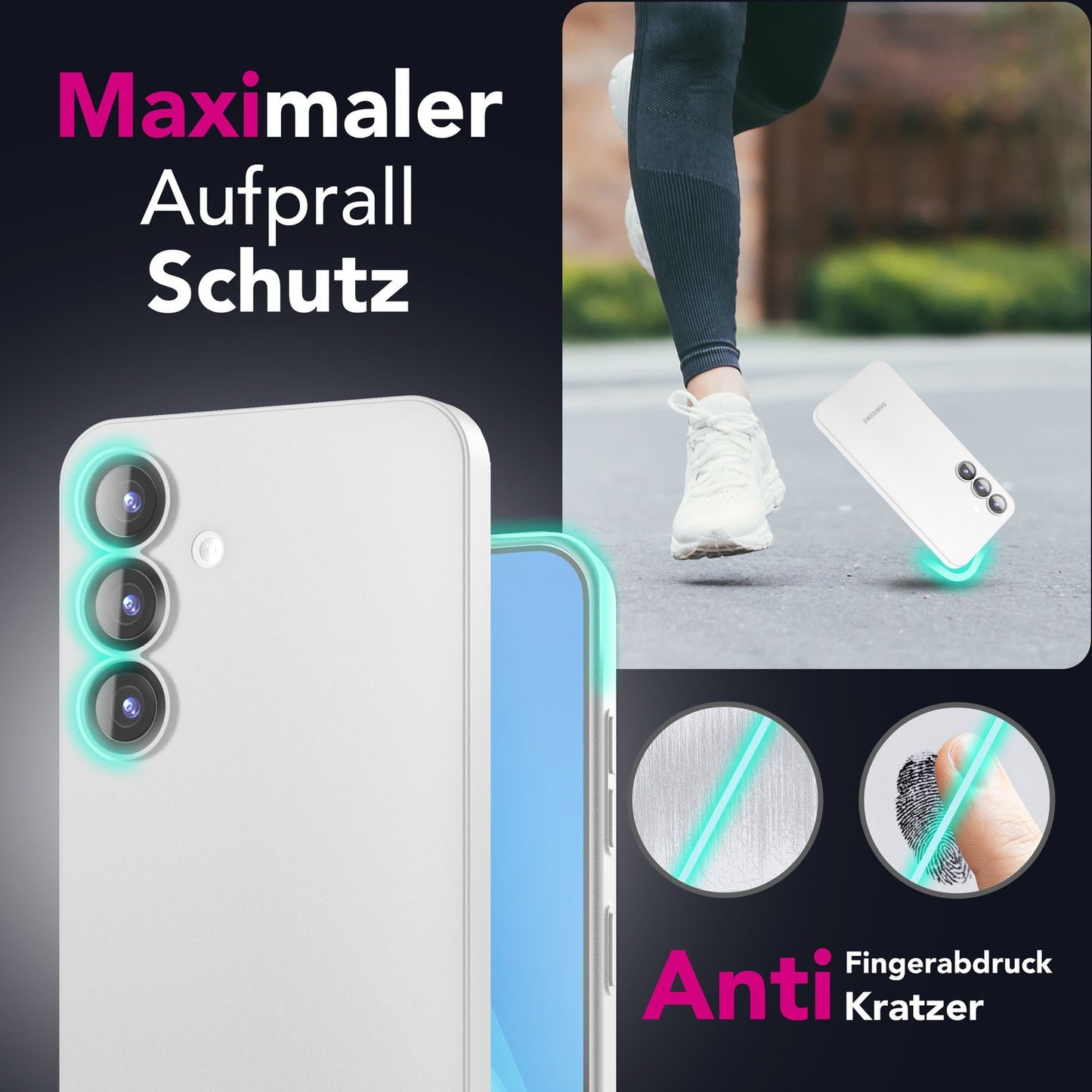 NALIA Ultra Slim Hardcase für Samsung Galaxy S25 – Matt & 0.3mm Dünn – PHANTOM (Hauchdünnes Cover & Kamera-Vollschutz) – Marke aus Berlin