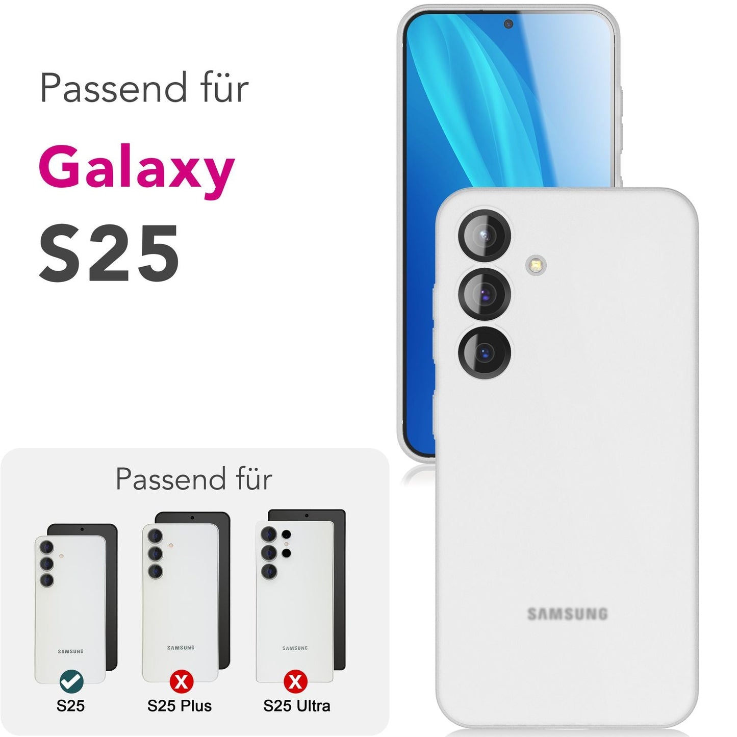 NALIA Ultra Slim Hardcase für Samsung Galaxy S25 – Matt & 0.3mm Dünn – PHANTOM (Hauchdünnes Cover & Kamera-Vollschutz) – Marke aus Berlin