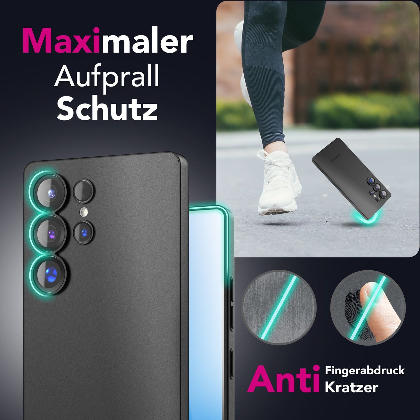 NALIA Ultra Slim Hardcase für Samsung Galaxy S25 Ultra – Matt & 0.3mm Dünn – PHANTOM (Hauchdünnes Cover & Kamera-Vollschutz) – Marke aus Berlin