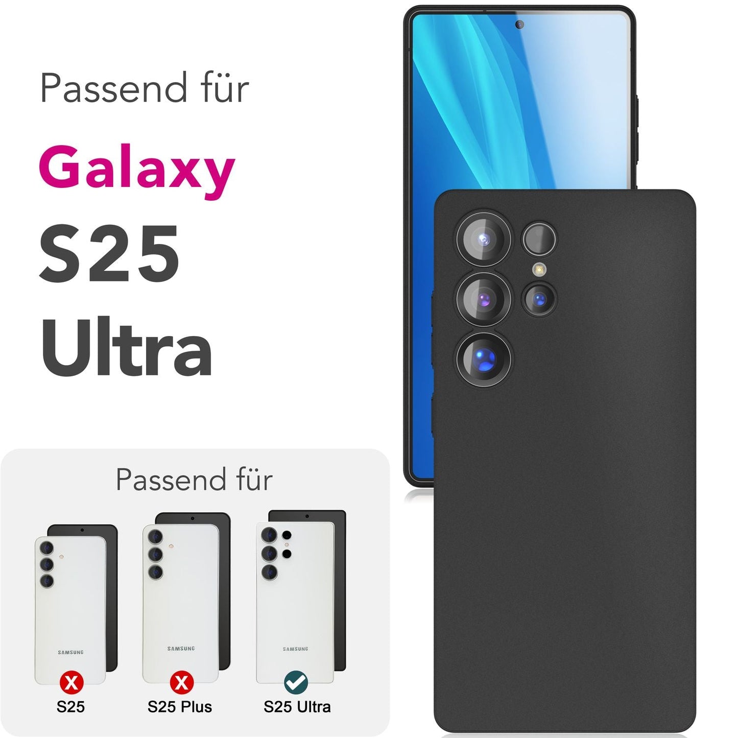 NALIA Ultra Slim Hardcase für Samsung Galaxy S25 Ultra – Matt & 0.3mm Dünn – PHANTOM (Hauchdünnes Cover & Kamera-Vollschutz) – Marke aus Berlin