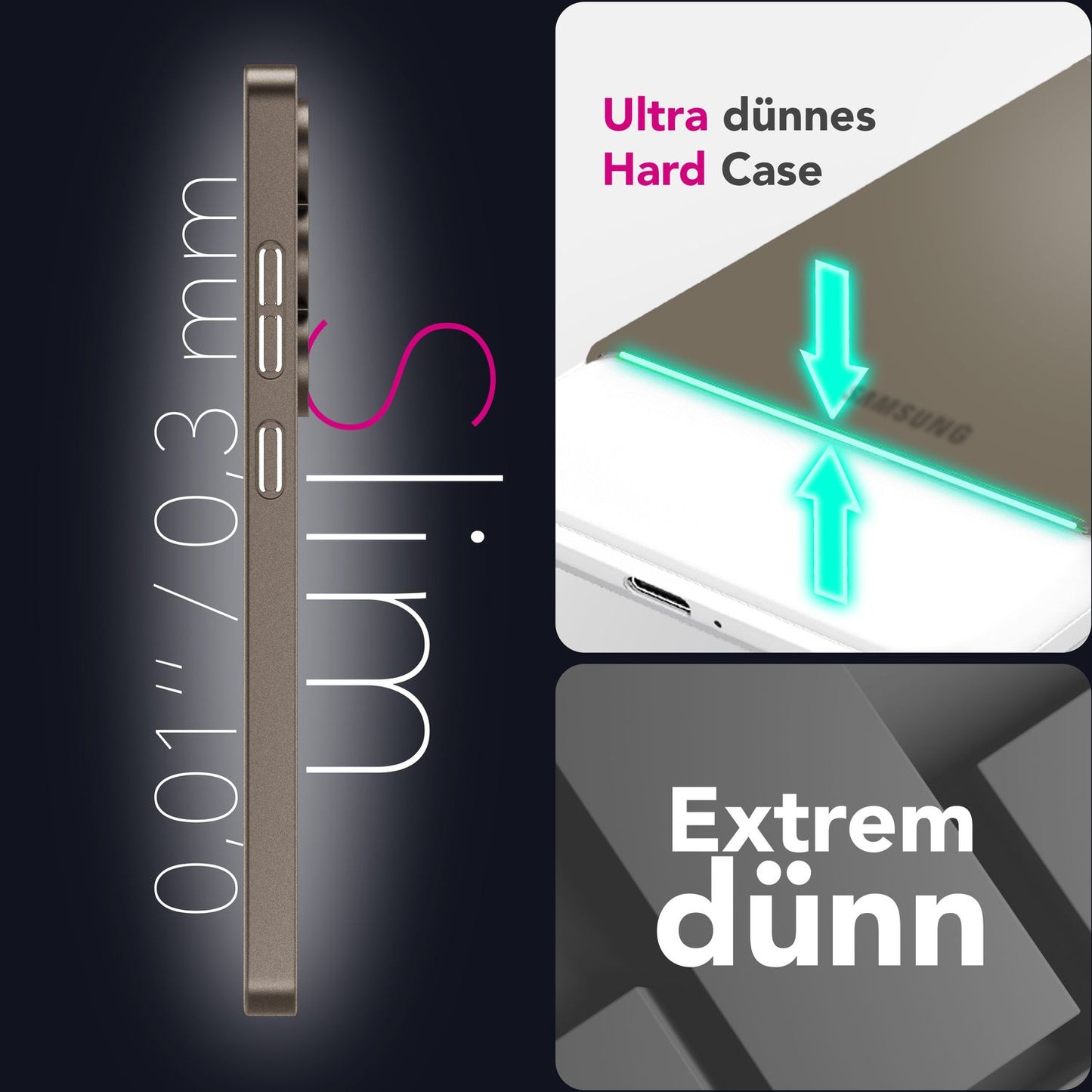 NALIA Ultra Slim Hardcase für Samsung Galaxy S25 Ultra – Matt & 0.3mm Dünn – PHANTOM (Hauchdünnes Cover & Kamera-Vollschutz) – Marke aus Berlin
