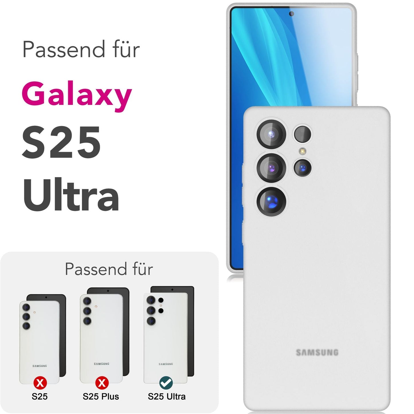 NALIA Ultra Slim Hardcase für Samsung Galaxy S25 Ultra – Matt & 0.3mm Dünn – PHANTOM (Hauchdünnes Cover & Kamera-Vollschutz) – Marke aus Berlin