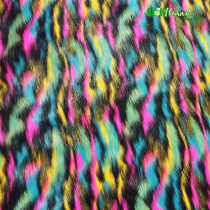 Ecoshag™ Yellow, Teal, Fuchsia Sunset Multi-Color Faux Fur