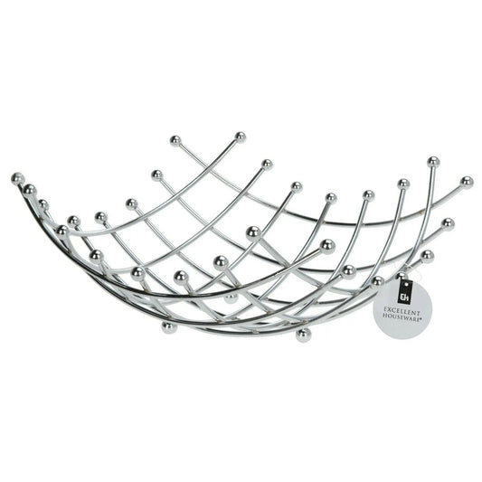 Obstschale 30x30 cm Metall silber Chrom Korb Obstkorb Gitter Ablagekorb Schale