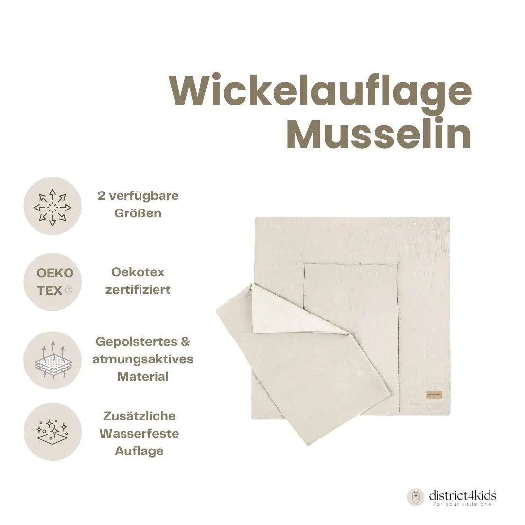 Wickelauflage Musselin – mit Unterlage, weich