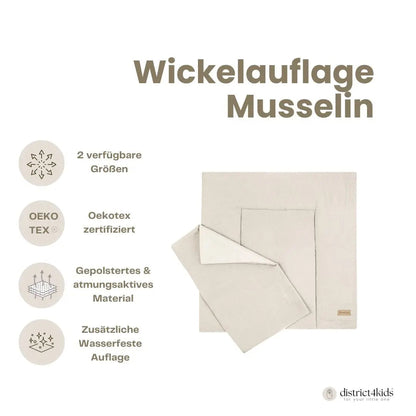 Wickelauflage Musselin – mit Unterlage, weich