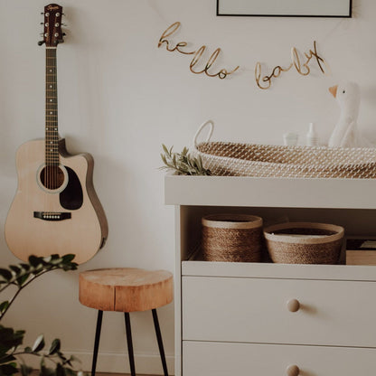 Seagrass changing basket with insert mat – space-saving &amp; stylish alternative to the changing table