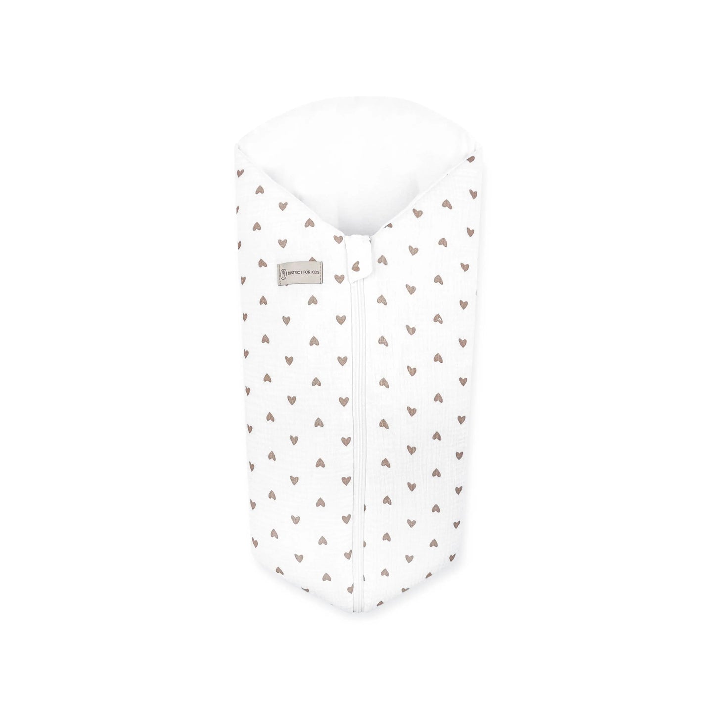 Pucksack Musselin Herzen braun | 2.5 TOG Ganzjahres Babyschlafsack