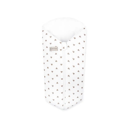 Pucksack Musselin Herzen braun | 2.5 TOG Ganzjahres Babyschlafsack