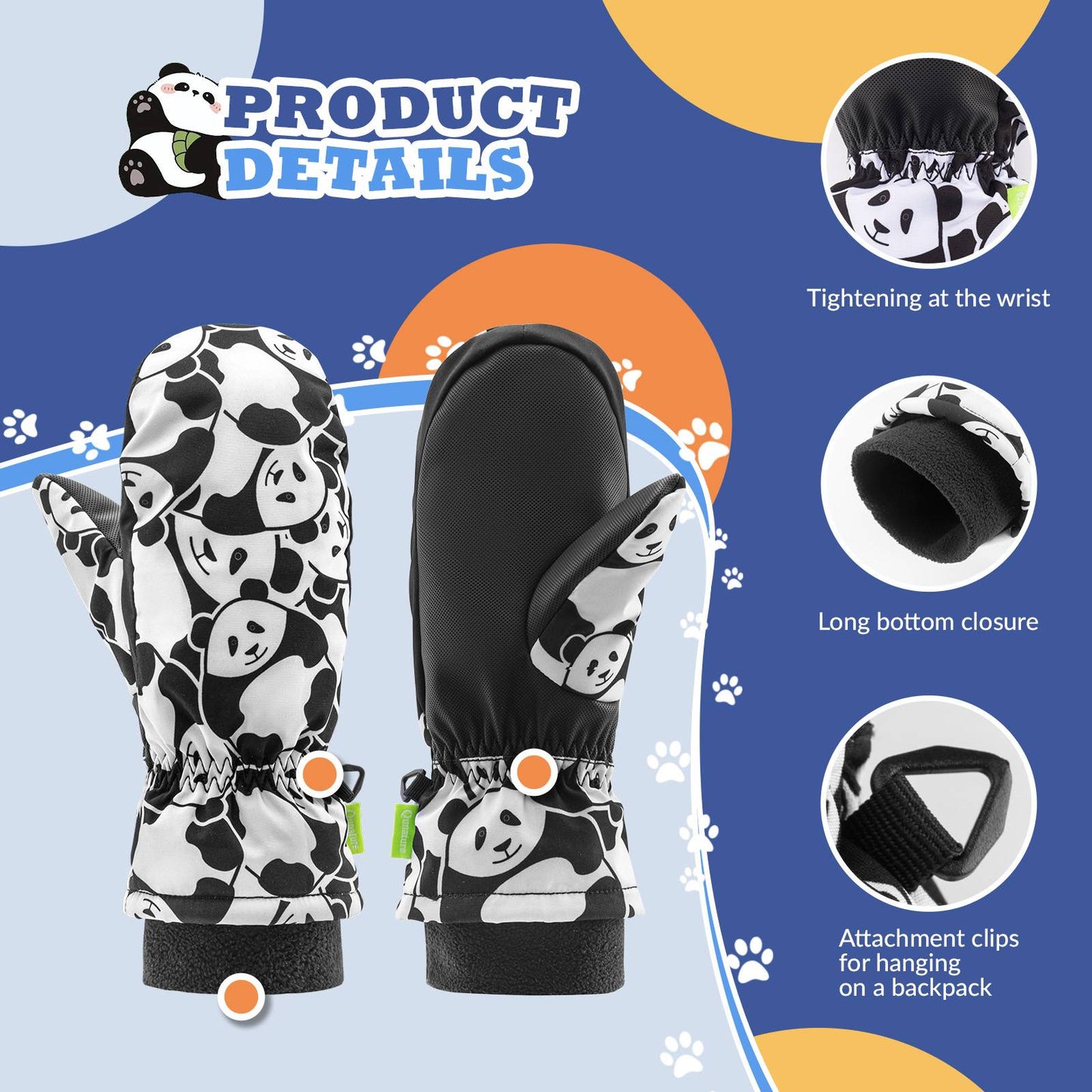Qunature Kinder Handschuhe Winddicht Wasserdicht Warm für Schnee und Ski