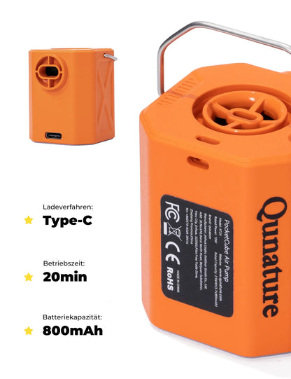 Qunature Mini Elektrische Luftpumpe, Tragbare Ultraleichte 45g Pump mit USB Schnellladung 5 Luftdüse