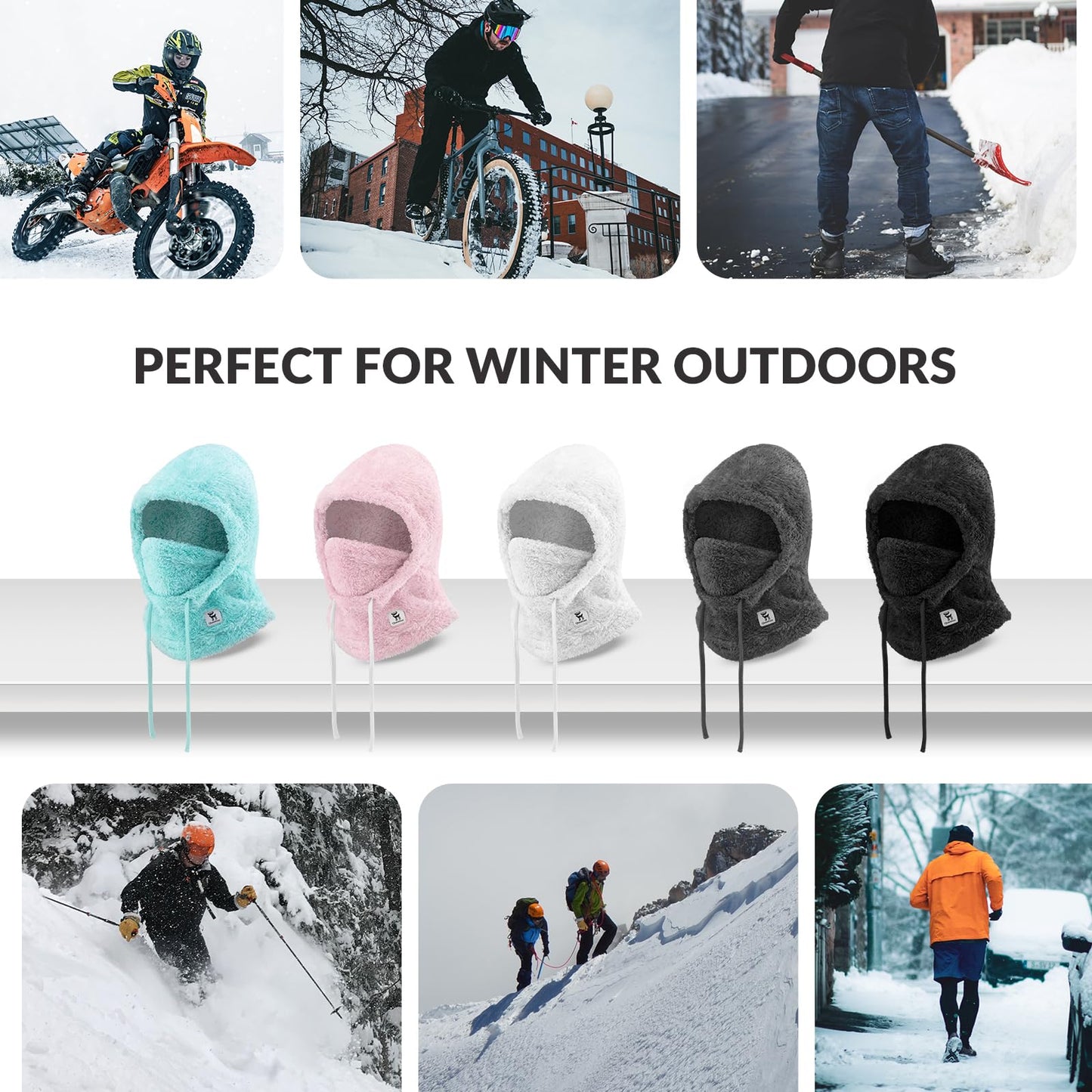 Qunature Sturmhaube Winter Warme Balaclava Thermo Winddichte Sturmmaske Skimaske