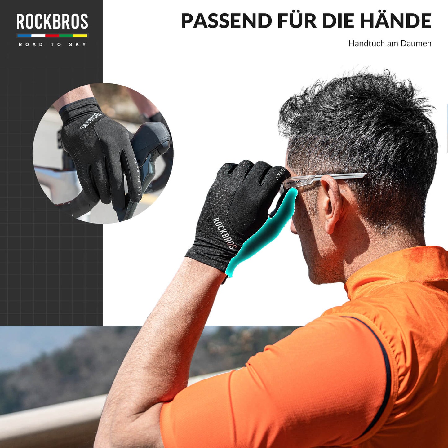 ROAD TO SKY Fahrradhandschuhe mit Touchscreen Atmungsaktiv Herren/Damen