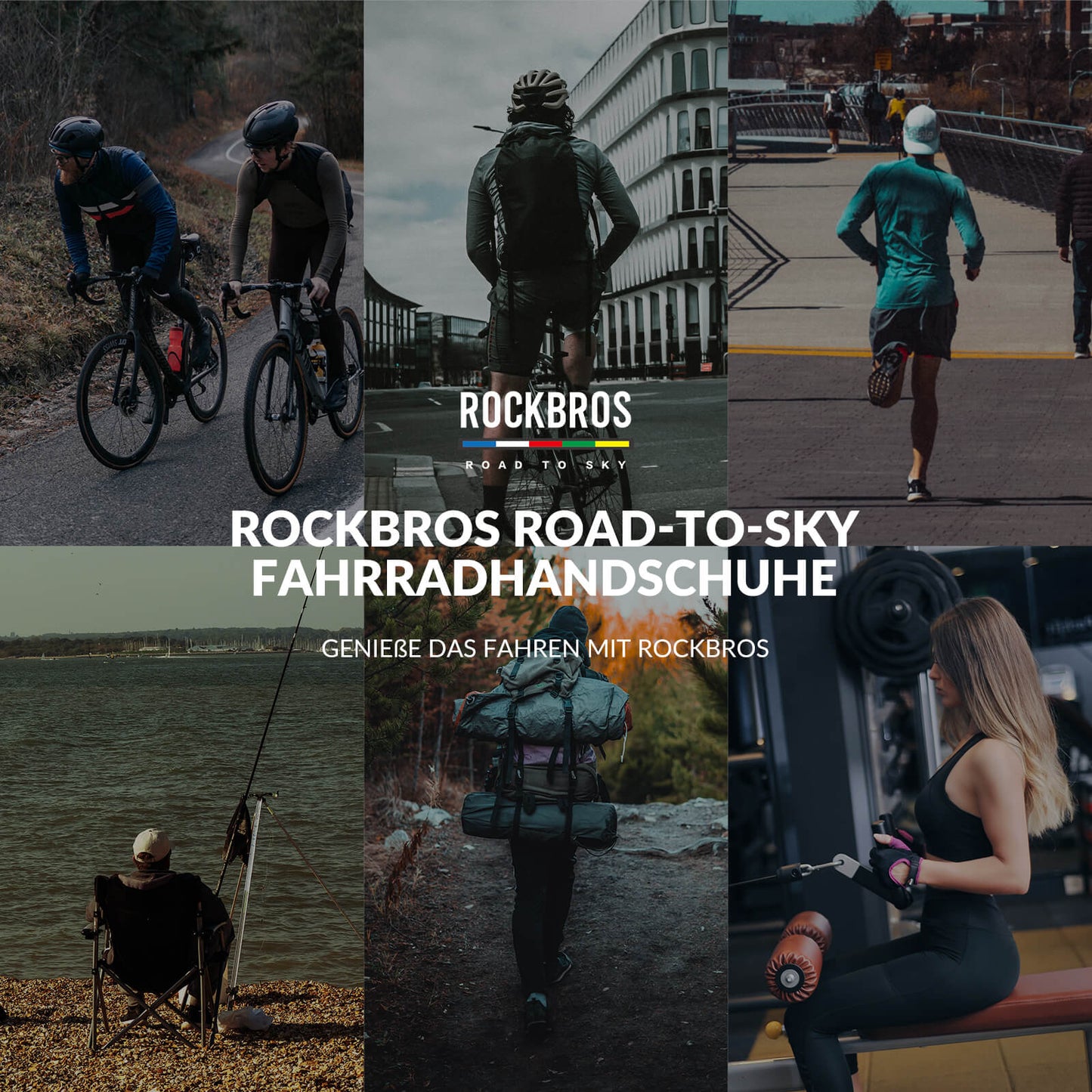 ROAD TO SKY Fahrradhandschuhe mit Touchscreen Atmungsaktiv Herren/Damen