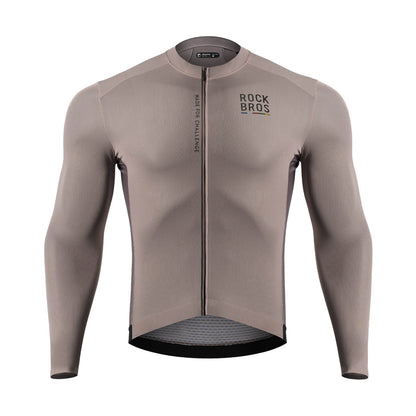 ROAD TO SKY Langarm-Radtrikot Herren Jersey Erdgrau/Braun
